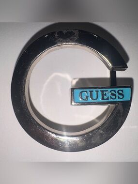 Guess Silver G Logo Buckle with Turquoise Accent